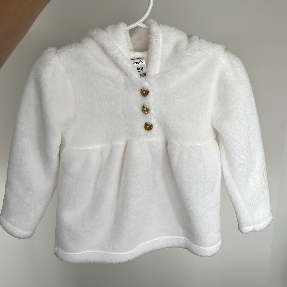 White fuzzy poncho cape coat
